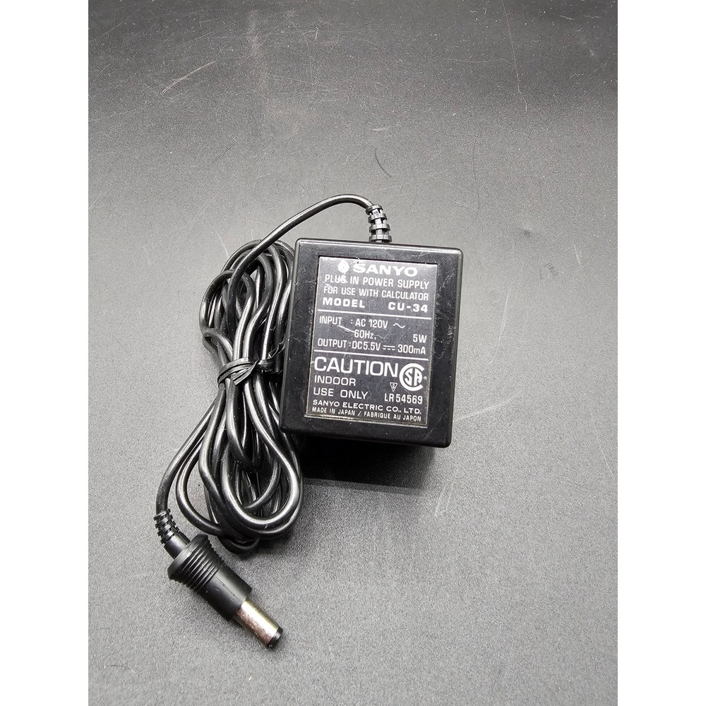 Sanyo CU-34 AC Power Supply Adapter DC 5.5V 300mA for Calculator Made in Japan 1